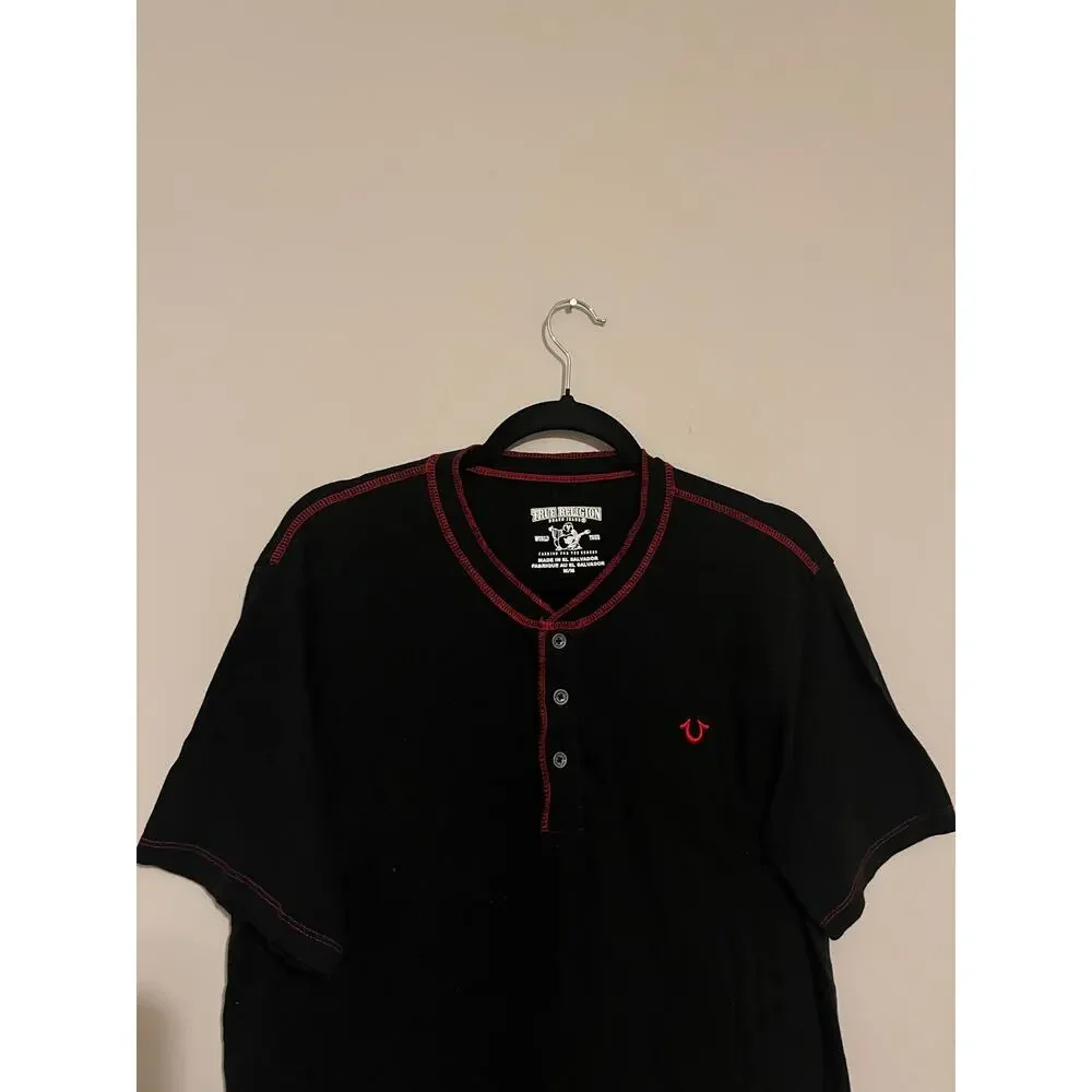 Bundle of 3 Short Sleeve Tees Henley Black Red Size M